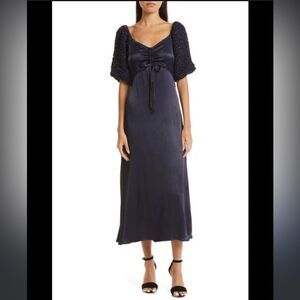 ByTimo Satin Crepe Puff Sleeve Gown in Navy Size XS